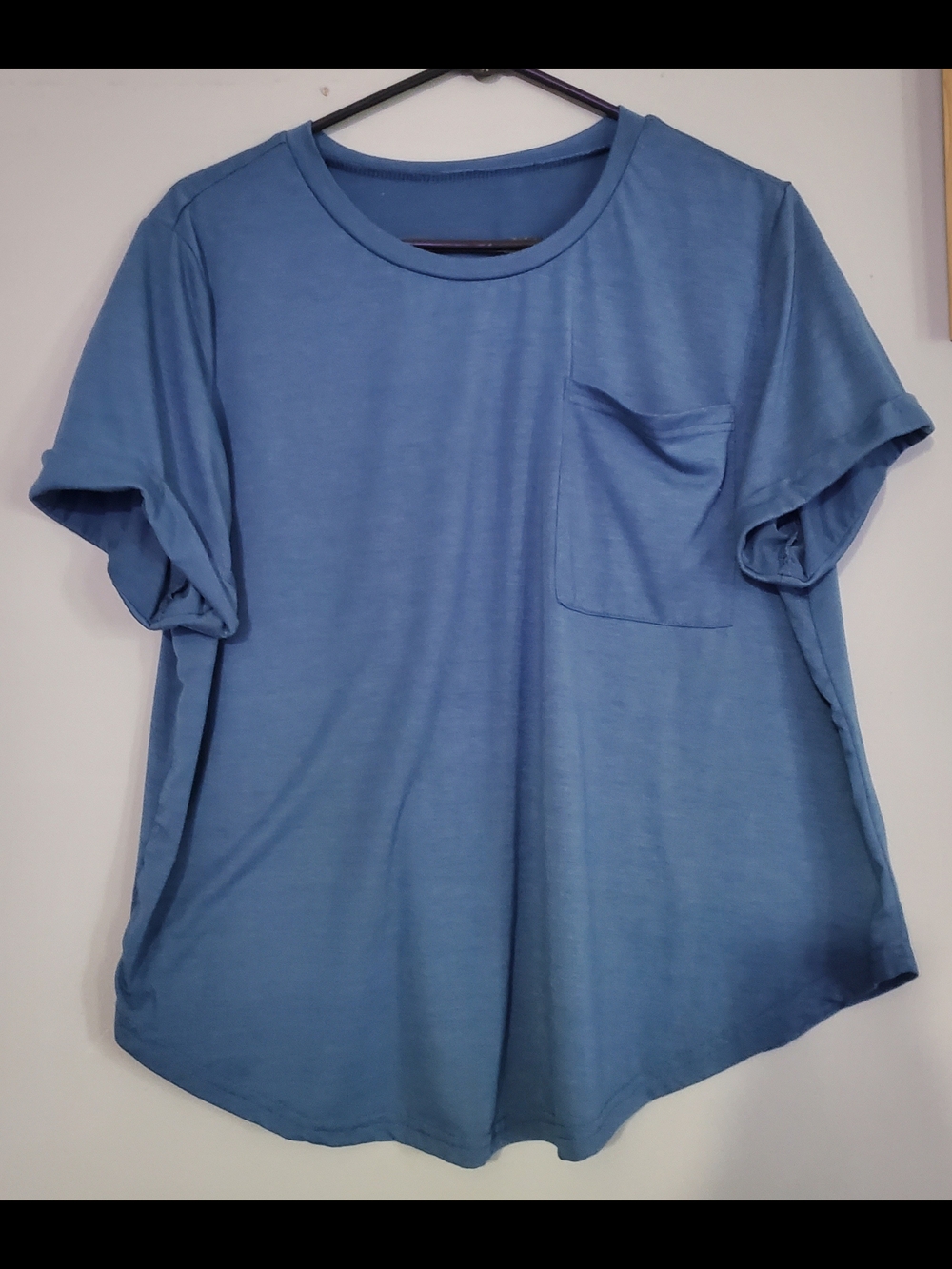 SHEIN Light Blue Short Sleeve Pocket Tee